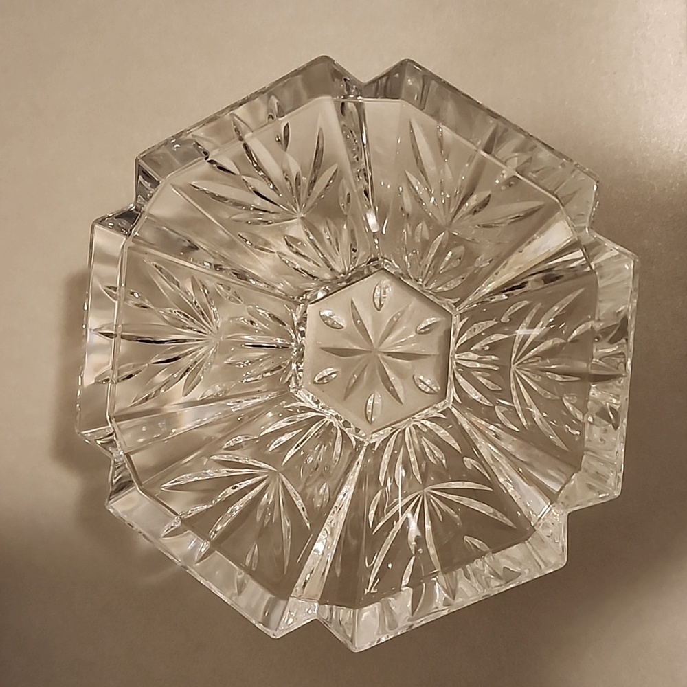 Crystal, heavy 24% German leaded glass candy dish, vintage